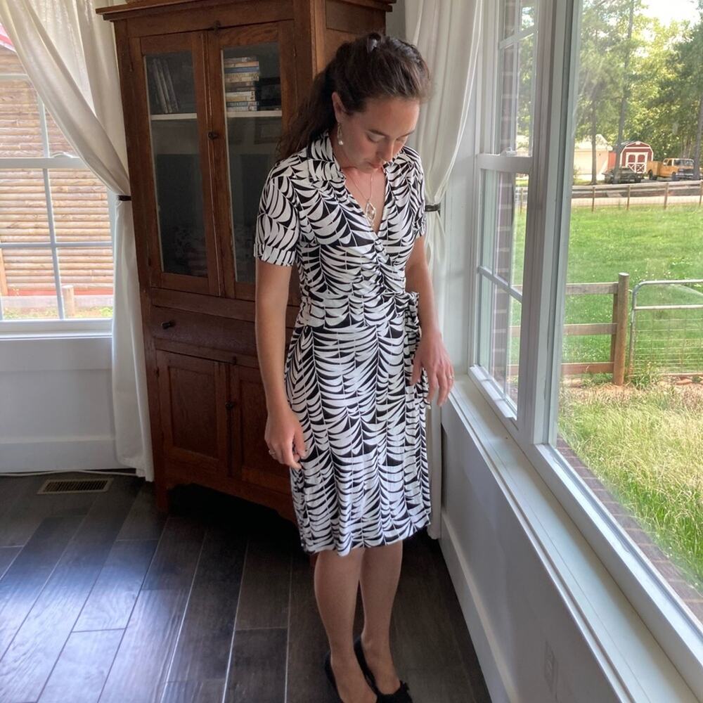 Banana Republic Black & White Wrap Dress, Size XS